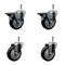 Service Caster 4'' Black Poly Wheel Swivel 7/16'' Grip Ring Stem Caster Set 2 Brakes, 4PK SCC-GR20S414-PPUB-BLK-PLB-716138-2S2 - alternate 1